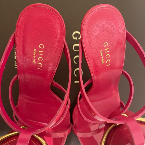 Gucci Ursula Horsebit Pink Patent Leather Heels - Picture 5 of 5